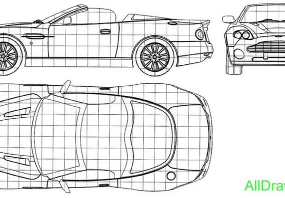 Aston Martin Vanquish Zagato Cabriolet (2004) - drawings (drawings) of the car